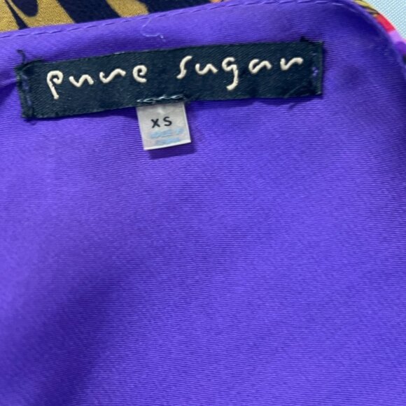 Pure Sugar XS Multicolor Boho Flowy Chiffon Floral Maxi Dress Ruffles Tie Waist - Picture 2 of 11